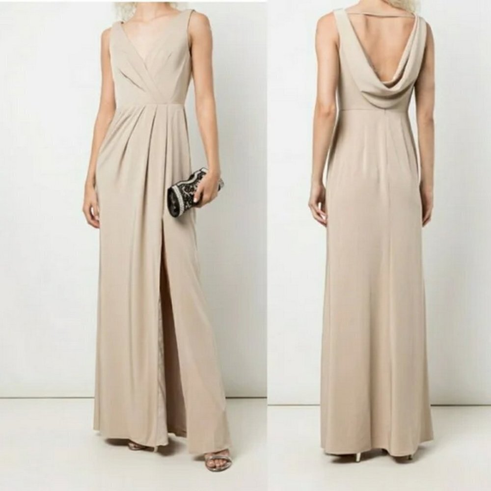 Marchesa Notte Bridesmaids Champagne Cowl Back Gown